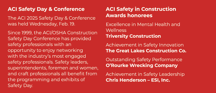 ACI Safety Day & Conference The ACI 2025 Safety Day & Conference was held Wednesday, Feb. 19. Since 1999, the ACI/OSH...