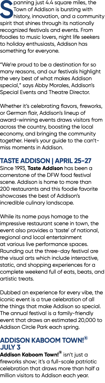 Spanning just 4.4 square miles, the Town of Addison is bursting with history, innovation, and a community spirit that...