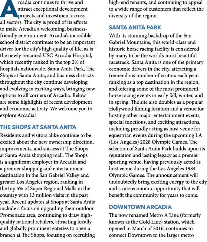 Arcadia continues to thrive and attract exceptional development projects and investment across all sectors. The city ...