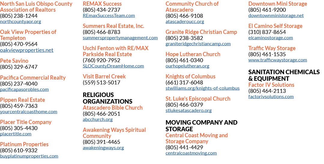 North San Luis Obispo County Association of Realtors (805) 238 1244 northcountyaor.org Oak View Properties of Templet...