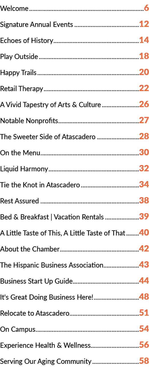 Welcome 6 Signature Annual Events 12 Echoes of History 14 Play Outside 18 Happy Trails 20 Retail Therapy 22 A Vivid T...