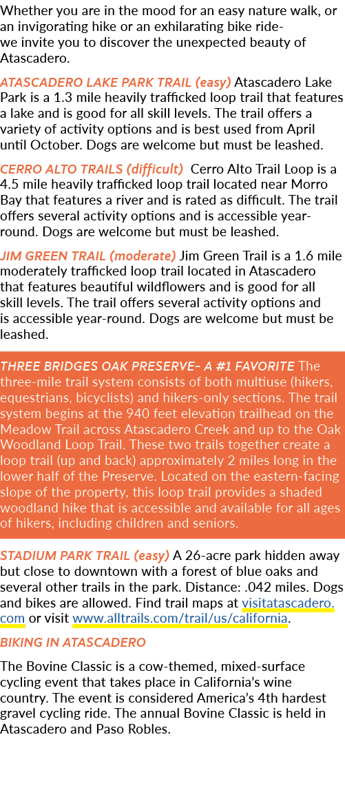 Whether you are in the mood for an easy nature walk, or an invigorating hike or an exhilarating bike ride we invite y...