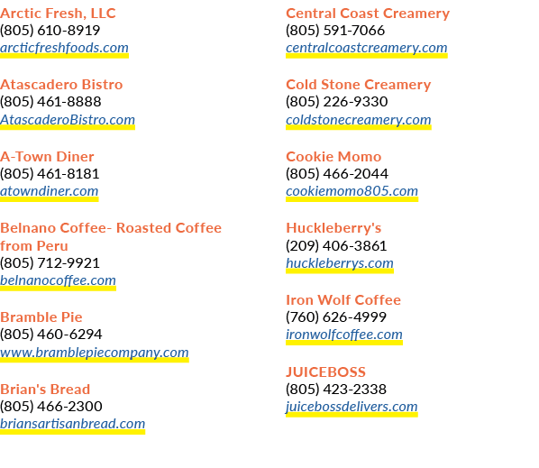 Arctic Fresh, LLC (805) 610 8919 arcticfreshfoods.com Atascadero Bistro (805) 461 8888 AtascaderoBistro.com A Town Di...