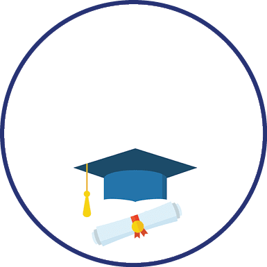 Graduation hat and diploma scroll flat design icon. Graduation celebration cap web cartoon icon. Isolated vector graduation student hat