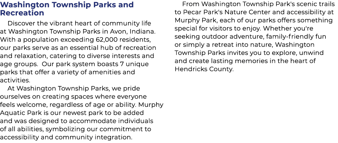 Washington Township Parks and Recreation Discover the vibrant heart of community life at Washington Township Parks in...