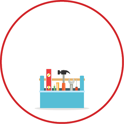 Toolbox with tools. icon in flat style. Vector illustration of hand tools.