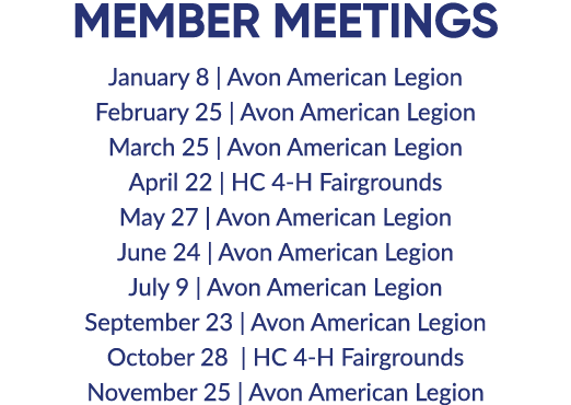 MEMBER MEETINGS January 8 | Avon American Legion February 25 | Avon American Legion March 25 | Avon American Legion A...