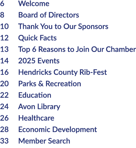 6 Welcome 8 Board of Directors 10 Thank You to Our Sponsors 12 Quick Facts 13 Top 6 Reasons to Join Our Chamber 14 20...