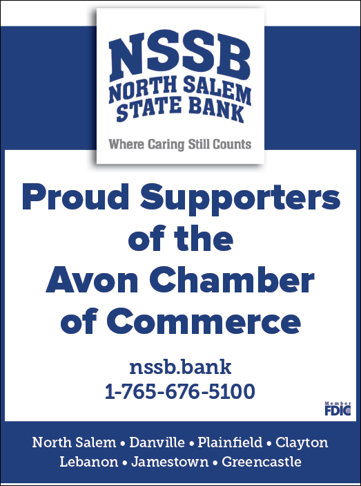A blue and white advertisement for the North Salem State Bank. Description generated by AI