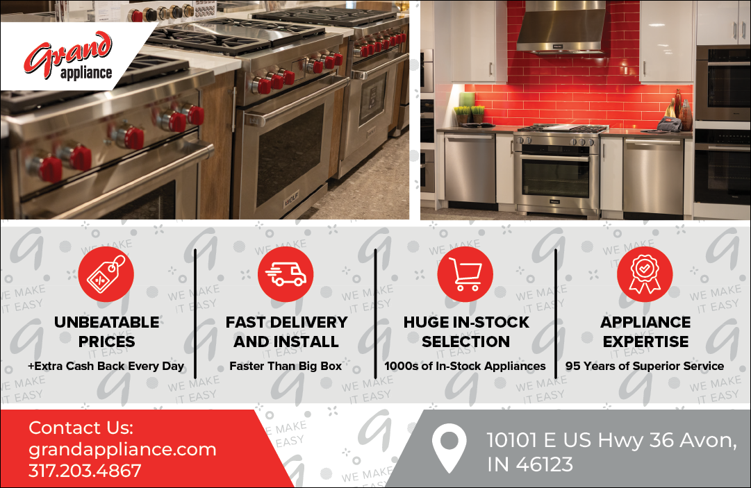 A flyer for a kitchen appliance store. Description generated by AI