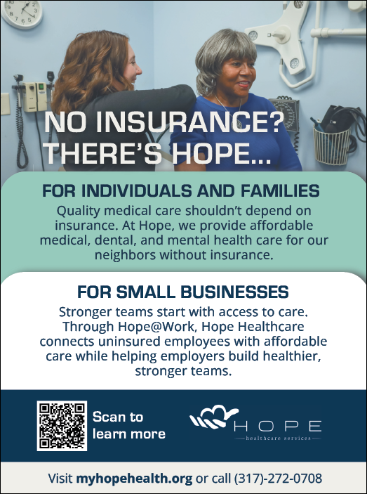 A sign that says “No Insurance? There's Hope!" Description generated by AI