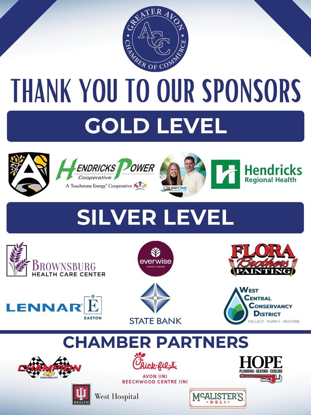 A sign that says “Thank You to our Sponsors" with logos of companies. Description generated by AI