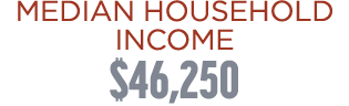 MEDIAN HOUSEHOLD INCOME $46,250