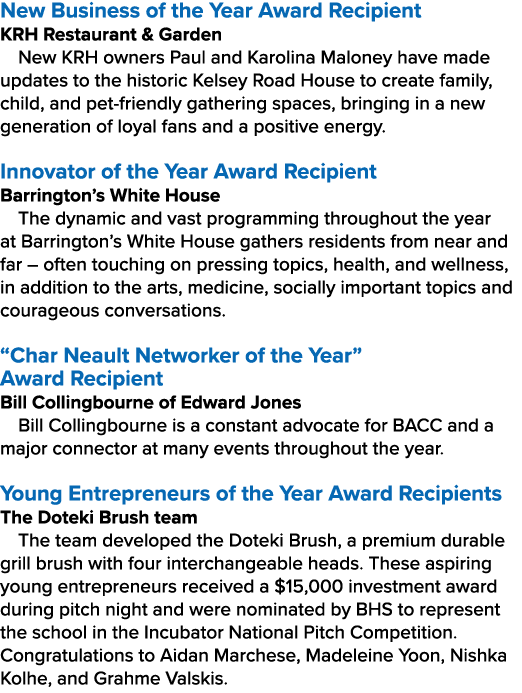 New Business of the Year Award Recipient KRH Restaurant & Garden New KRH owners Paul and Karolina Maloney have made u...