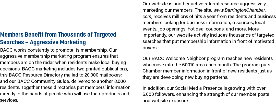 Members Benefit from Thousands of Targeted Searches – Aggressive Marketing BACC works constantly to promote its membe...
