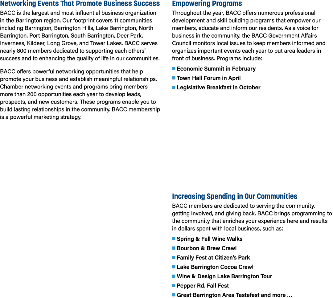 Networking Events That Promote Business Success BACC is the largest and most influential business organization in the...
