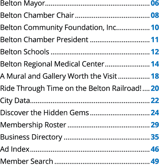 Belton Mayor 06 Belton Chamber Chair 08 Belton Community Foundation, Inc. 10 Belton Chamber President 11 Belton Schoo...