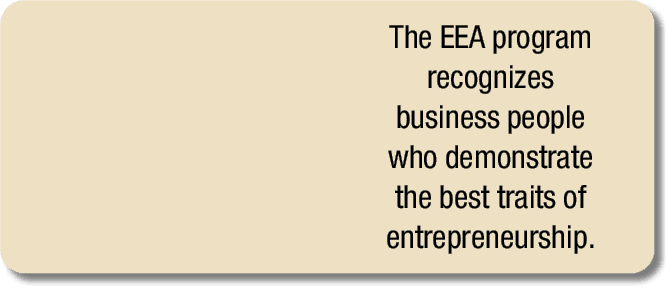 The EEA program recognizes business people who demonstrate the best traits of entrepreneurship.