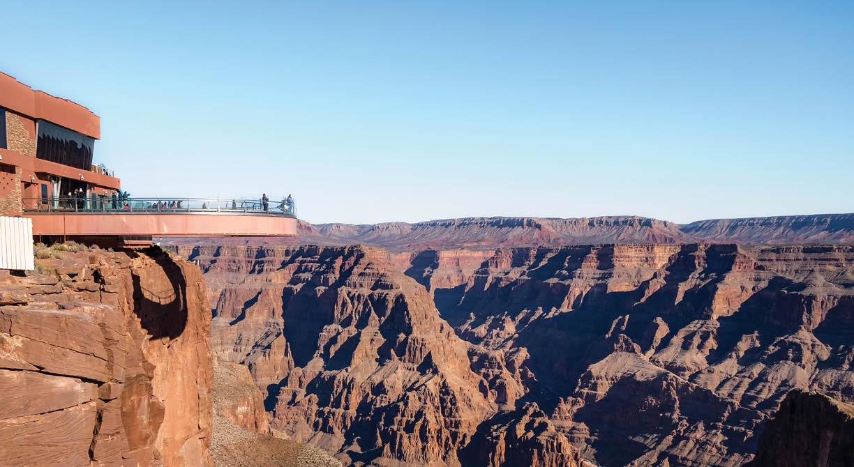 Skywalk glass observation bridge at Grand Canyon West Rim - Arizona, USA