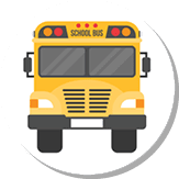 school bus isolated on white background, flat design icon back to school concept
