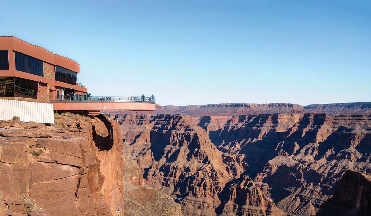 Skywalk glass observation bridge at Grand Canyon West Rim - Arizona, USA
