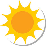 Flat design sun icon. Vector illustration.