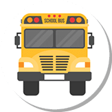 school bus isolated on white background, flat design icon back to school concept