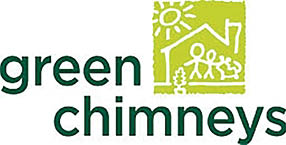 Green Chimneys logo with a green house and a person. AI generated content