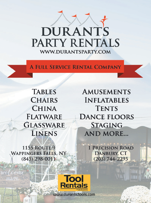 A flyer for Durants Party Rentals, a full service rental company. AI generated content
