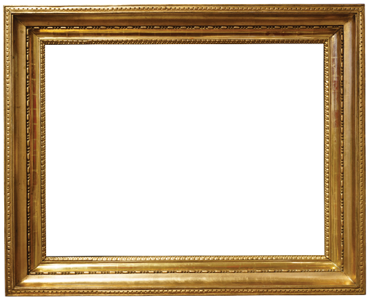 A gold frame with a white background. AI generated content