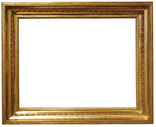 A gold frame with a white background. AI generated content