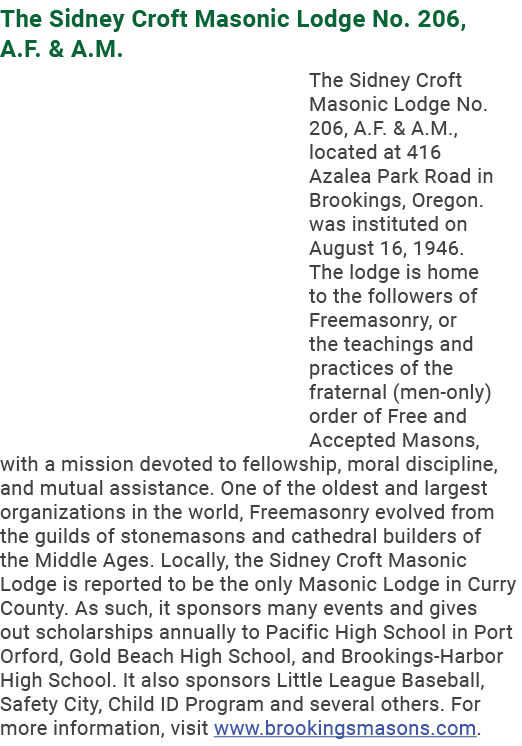 The Sidney Croft Masonic Lodge No. 206, A.F. & A.M. The Sidney Croft Masonic Lodge No. 206, A.F. & A.M., located at 4...