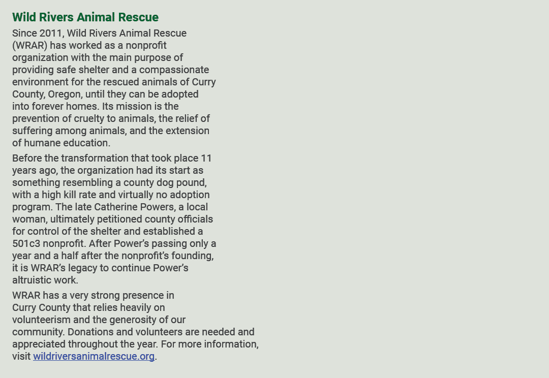 Wild Rivers Animal Rescue Since 2011, Wild Rivers Animal Rescue (WRAR) has worked as a nonprofit organization with th...
