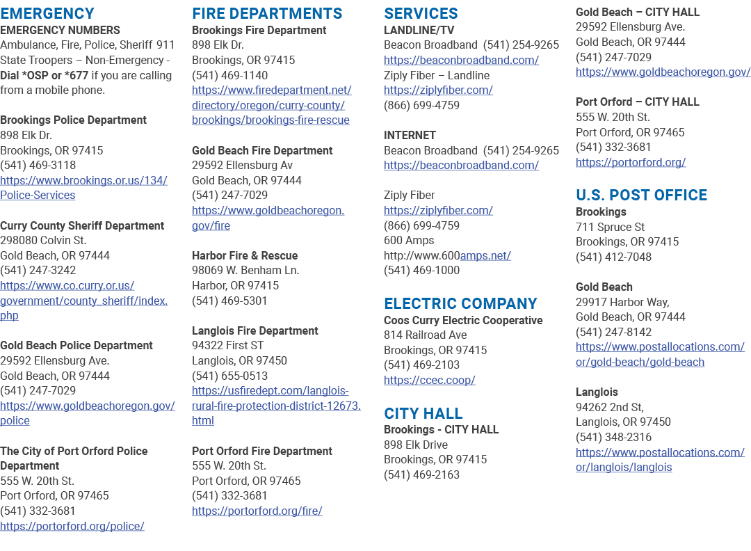 Emergency EMERGENCY NUMBERS Ambulance, Fire, Police, Sheriff 911 State Troopers – Non Emergency Dial *OSP or *677 if ...