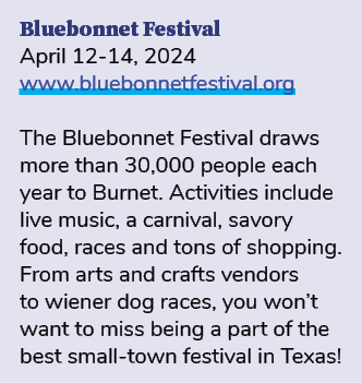 Bluebonnet Festival April 12 14, 2024 www.bluebonnetfestival.org The Bluebonnet Festival draws more than 30,000 peopl...
