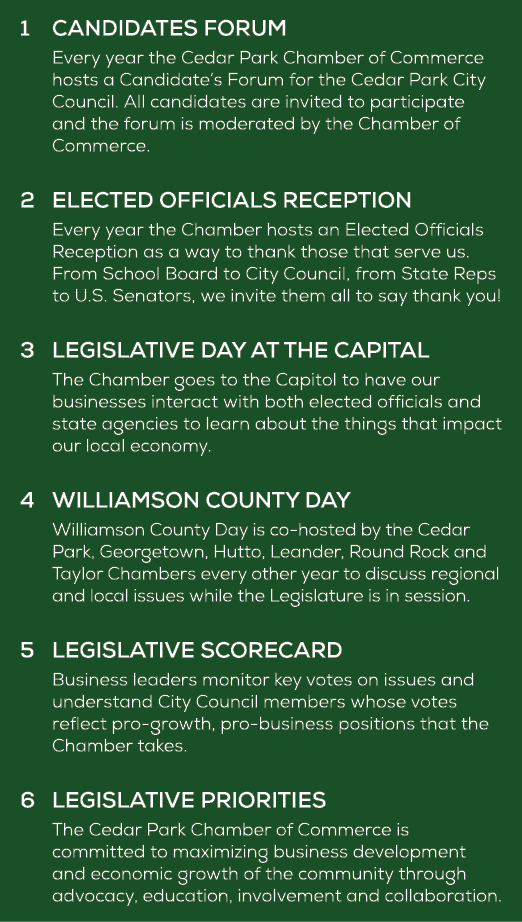 1 CANDIDATES FORUM Every year the Cedar Park Chamber of Commerce hosts a Candidate’s Forum for the Cedar Park City Co...
