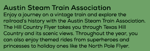 Austin Steam Train Association Enjoy a journey on a vintage train and explore the railroad’s history with the Austin ...