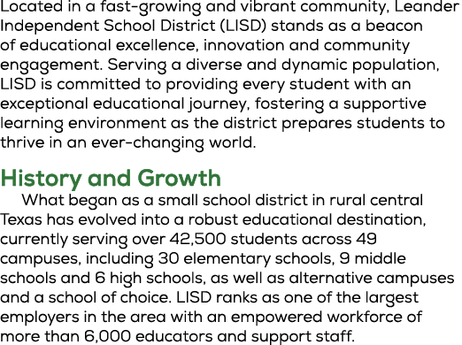 Located in a fast growing and vibrant community, Leander Independent School District (LISD) stands as a beacon of edu...