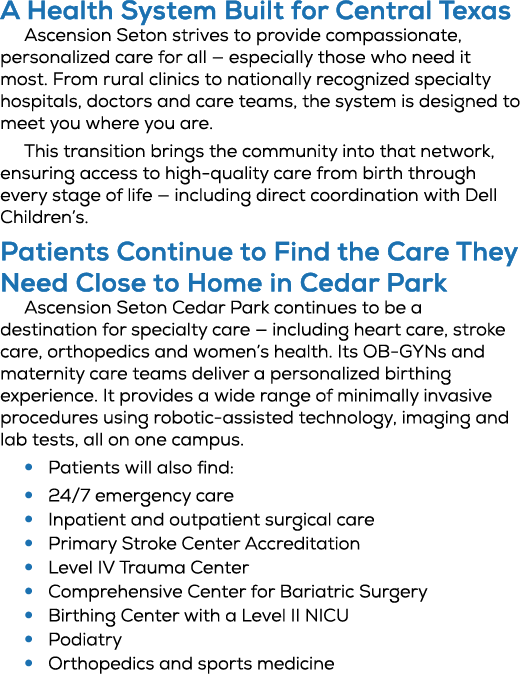 A Health System Built for Central Texas Ascension Seton strives to provide compassionate, personalized care for all —...