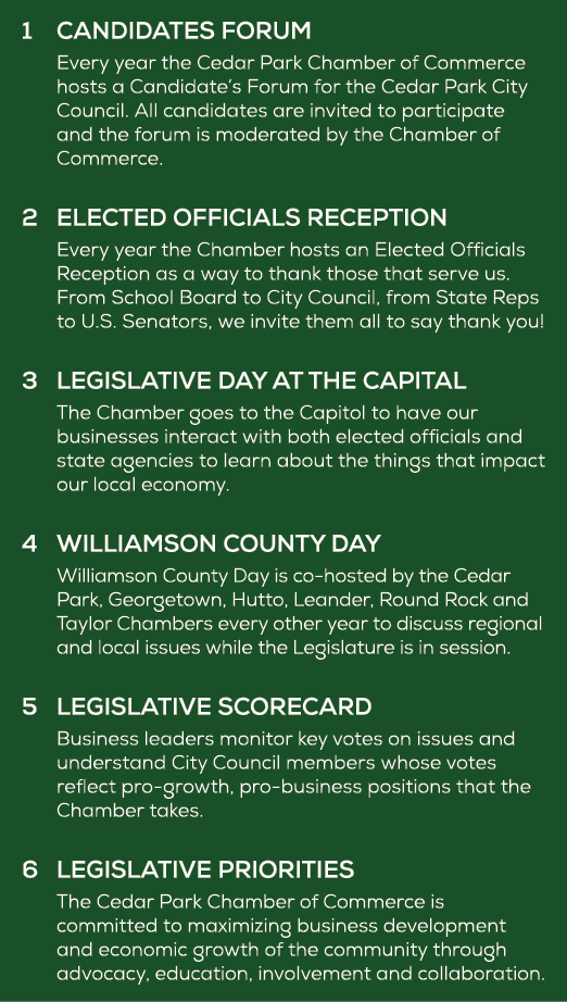1 CANDIDATES FORUM Every year the Cedar Park Chamber of Commerce hosts a Candidate’s Forum for the Cedar Park City Co...