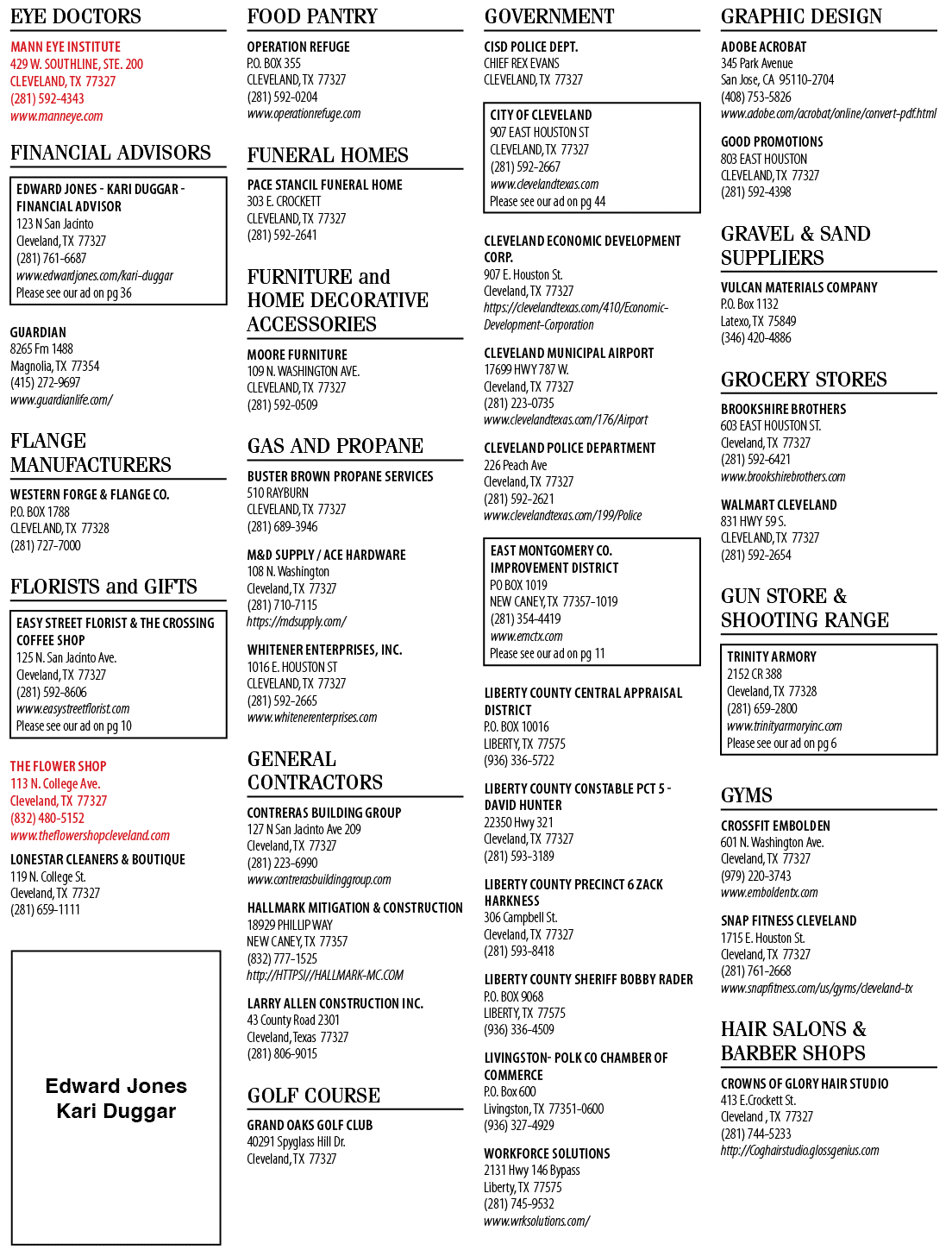 A list of businesses is displayed in a grid format, including the name of the business, the phone number, and the address. AI generated content