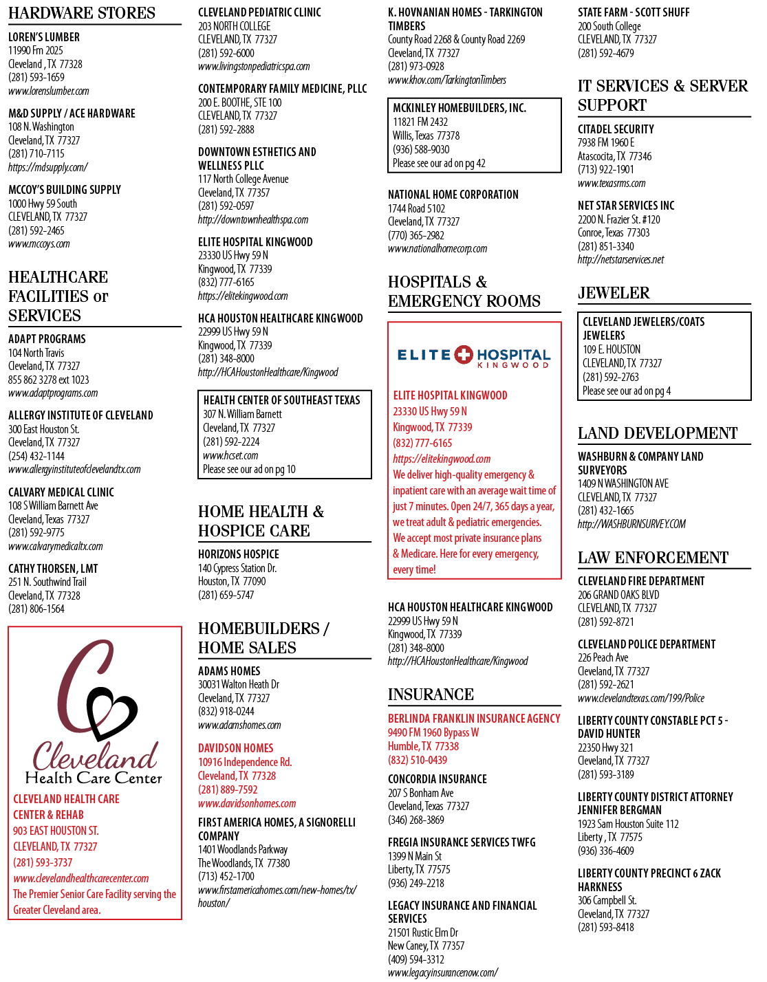 A list of businesses is displayed, including hospitals, law enforcement, and land development. AI generated content