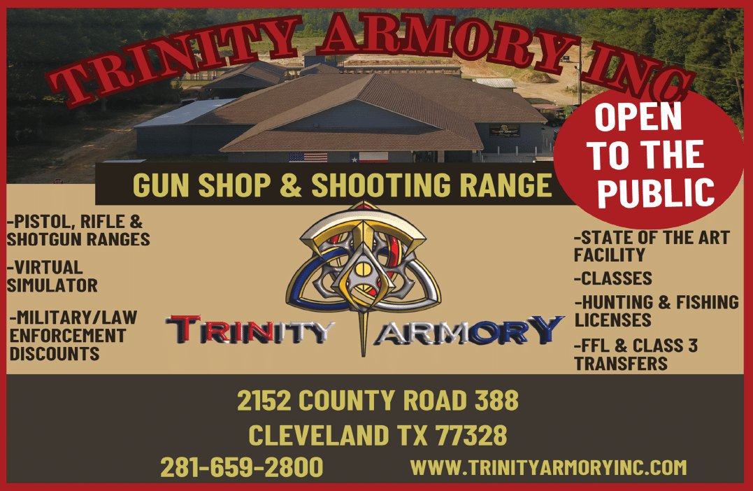 A flyer advertising a gun shop and shooting range. AI generated content