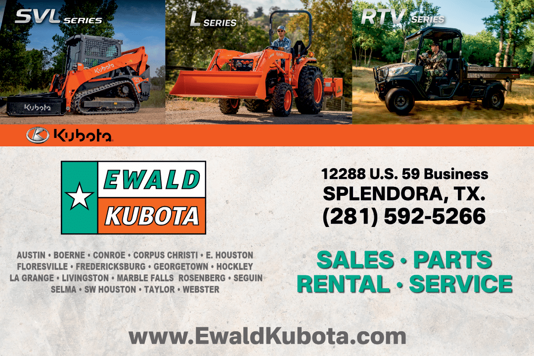 A business advertisement for Ewald Kubota in Plendora, Texas. AI generated content