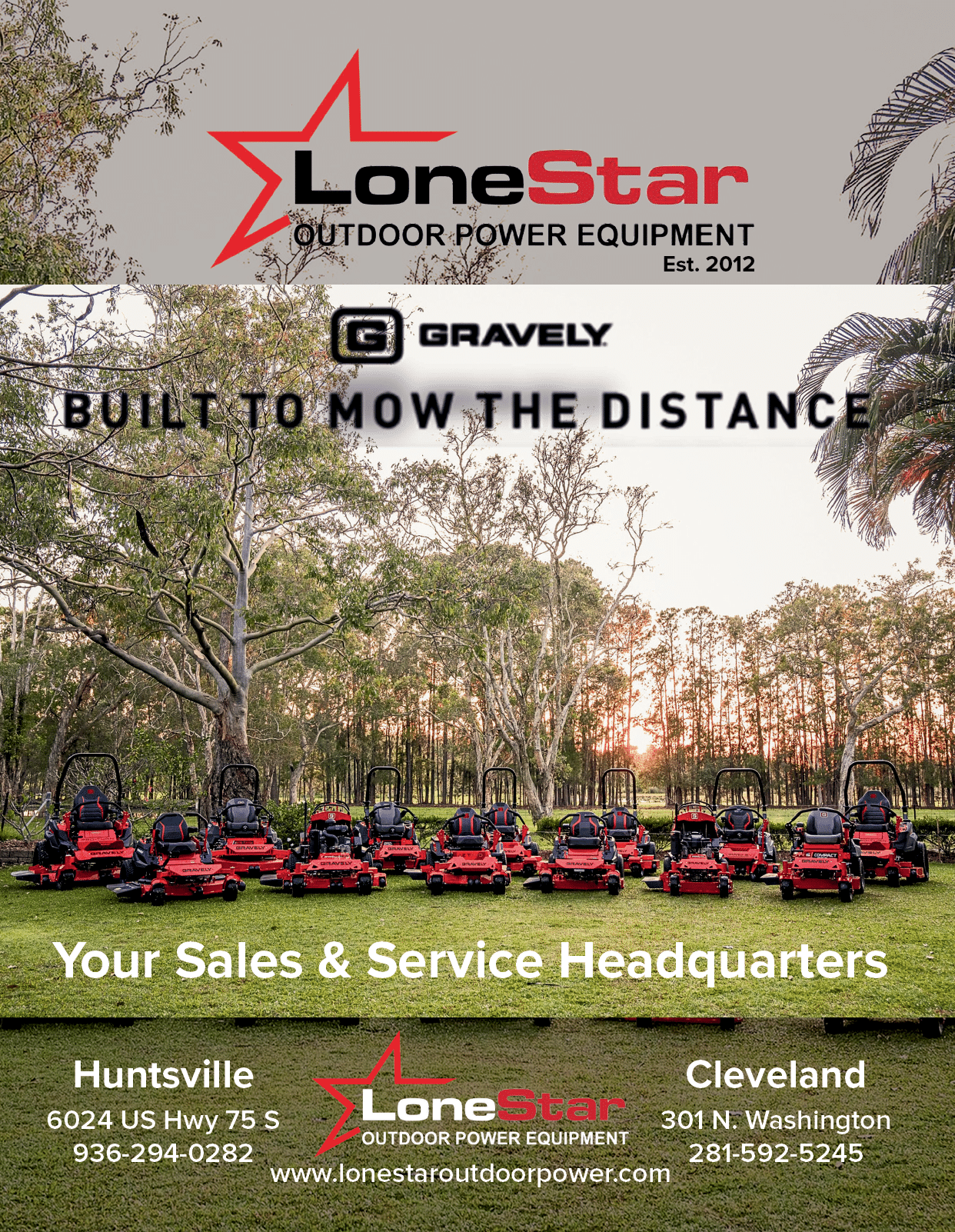 A poster advertising Lone Star Outdoor Power Equipment. AI generated content