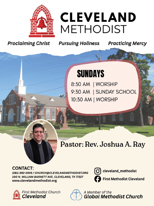 A flyer advertises a church event on Sundays. AI generated content