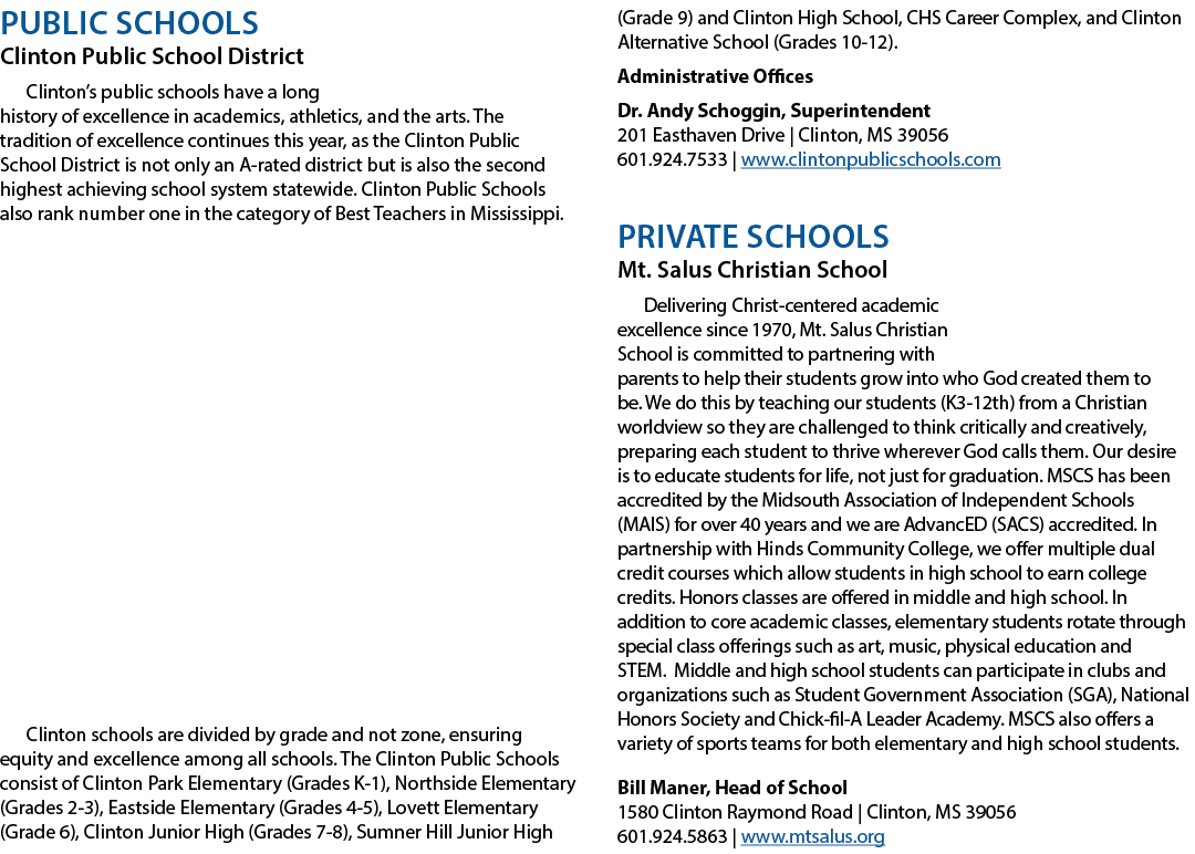 Public Schools Clinton Public School District Clinton’s public schools have a long history of excellence in academics...