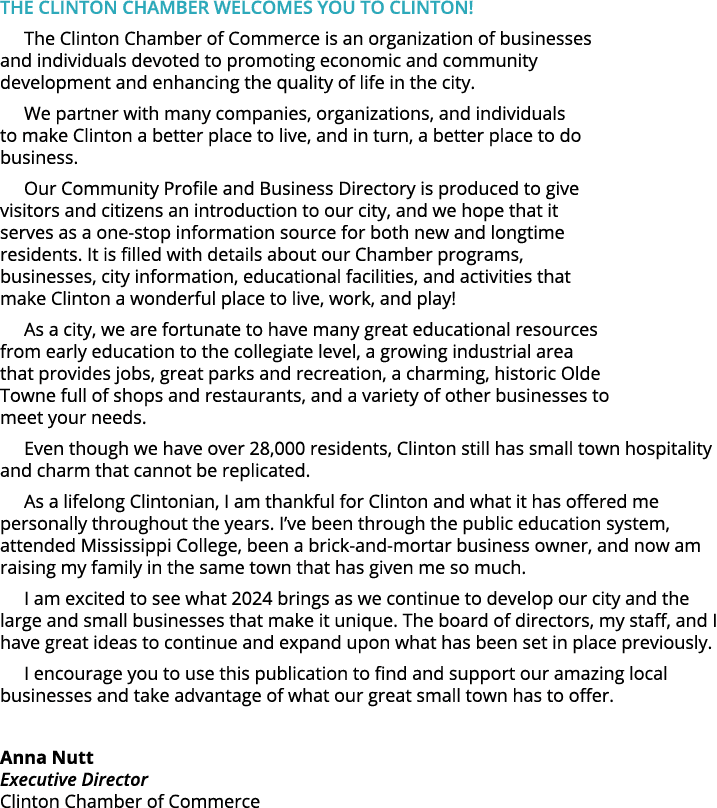 The Clinton Chamber welcomes you to Clinton! The Clinton Chamber of Commerce is an organization of businesses and ind...