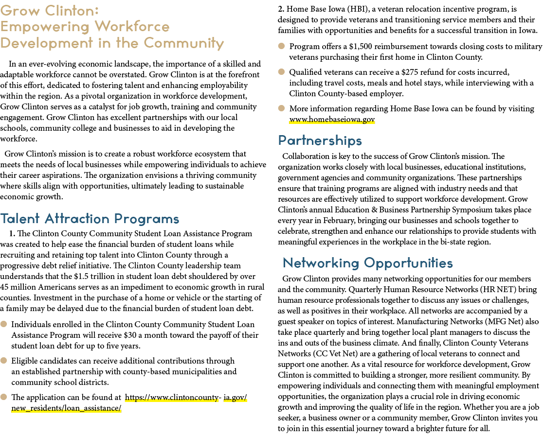 Grow Clinton: Empowering Workforce Development in the Community In an ever evolving economic landscape, the importanc...