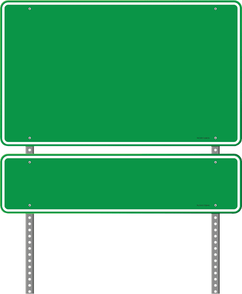 Square roadsigns in green color tones isolated on white background. EPS version 10 with transparency included in download.